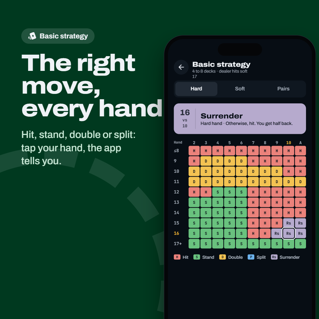 GOB app screen : Blackjack strategy